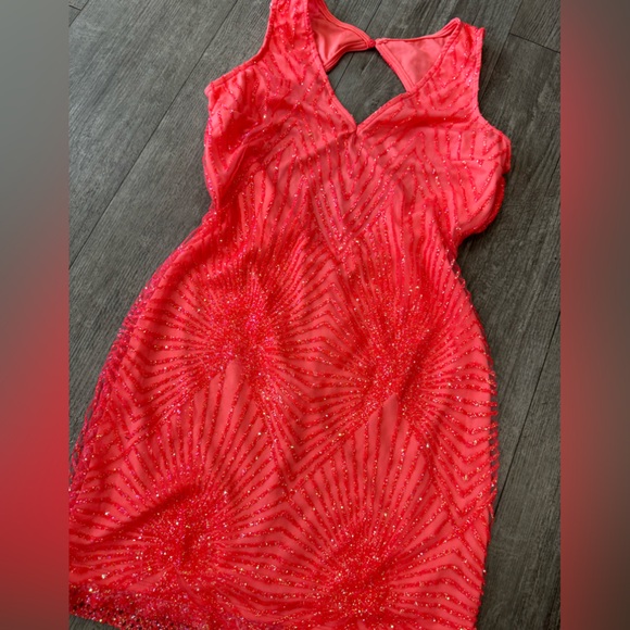 🌸BOUTIQUE shiny coral mini dress ✨ - Picture 6 of 10